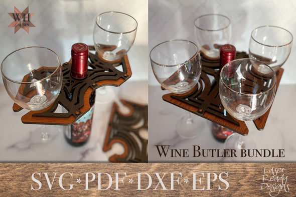 Iron Gate Wine Servers for 2 or 4 glasses laser cut designs - Welcome Home Custom