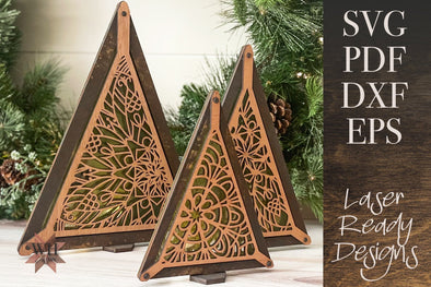 Lace Christmas Trees - Winter Decor for laser cutting - Welcome Home Custom