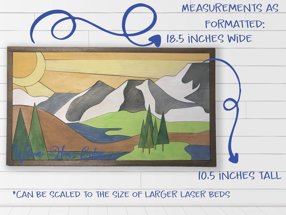Mountain SVG Laser Cut Files for lasers such as Glowforge - The Mountains are calling - Host Online Paint Parties by Welcome home custom - Welcome Home Custom