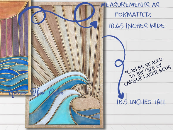 Ocean SVG Laser cut Files - Sea at Day - Sea at night - Wood Quilt SVG - DIY paint kit for make and take party - Welcome Home Custom - Welcome Home Custom
