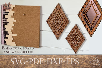 Ombre Boho Wall Decor and Cork Board Designs - Digital Download for laser cutter owners - Welcome Home Custom