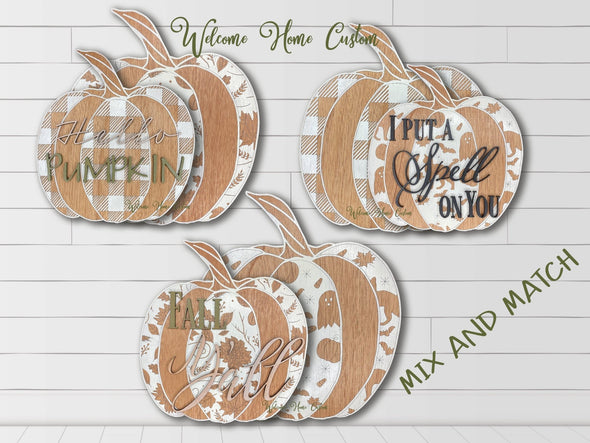 Pumpkin SVG Laser Cut Files for Glowforge projects - buffalo plaid, halloween, fall harvest patterns - Digital Download - SVG / PDF - Welcome Home Custom