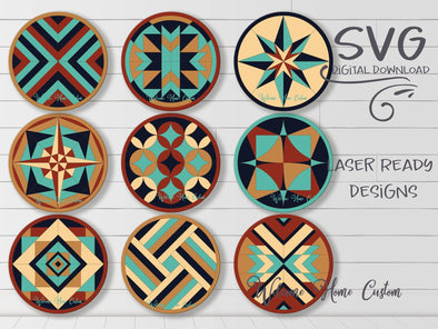 Quilt Laser Cut File Bundle CIRCLE Round Wood quilt pattern for Lasers such as Glowforge - Welcome Home Custom