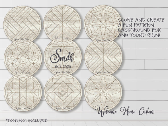 Quilt Laser Cut File Bundle CIRCLE Round Wood quilt pattern for Lasers such as Glowforge - Welcome Home Custom
