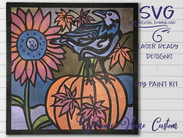 Raven SVG laser cut files - SVG / DFX - for Glowforge projects - Halloween Pumpkin digital download - diy paint kit - Welcome home custom - Welcome Home Custom