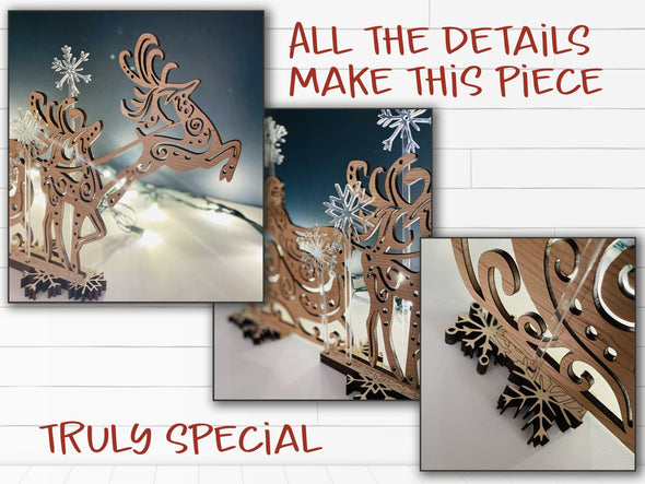 Santa SVG laser cut files - Reindeer with Swirl Antlers for Glowforge - Christmas Decor - Rustic Christmas - Mantel Piece - Centerpiece - Welcome Home Custom