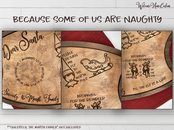 Santa Tray SVG laser cut files - Naughty Santa for Glowforge - Christmas Decor Funny Santa Tray - Funny Christmas SVG PDF - Digital Download - Welcome Home Custom