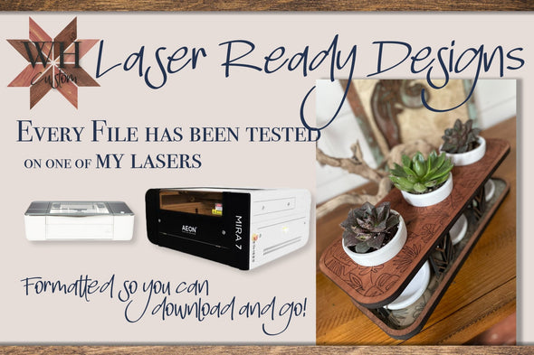 Succulent Plant Lover planter with scored leaf details for laser cutters - Welcome Home Custom