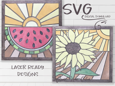 Summer SVG Laser Cut File Sunflower Watermelon for lasers such as Glowforge by Welcome home custom - Welcome Home Custom