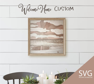Sunrise Beach SVG laser cut file for Glowforge projects and laser cutters sorted by color great for coastal home by Welcome home custom - Welcome Home Custom