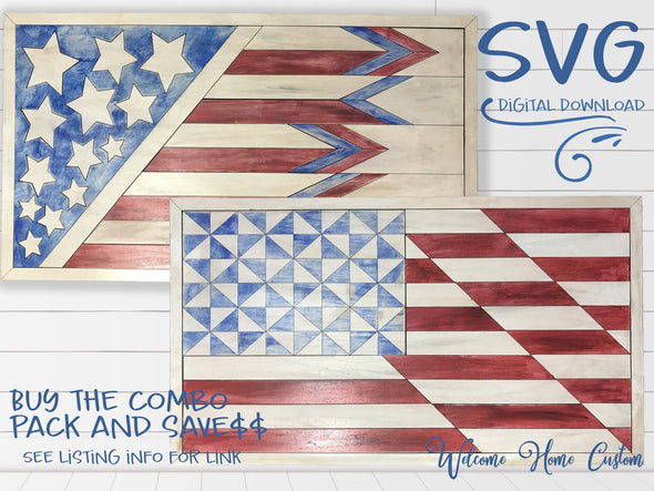 SVG American Flag Laser Cut file for Glowforge and other laser cutters - Great Farmhouse Decor - Welcome Home Custom