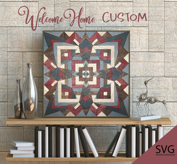 SVG quilt CUT by COLOR instant download Lotus pattern formatted 24 X 24 inches Wood Sign Party works with lasers such as glowforge Cricut - Welcome Home Custom