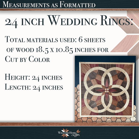 Wedding Rings BIG Bundle with Quilt, DIY Quilt, 18 inch and 9 inch wall hanging laser cut files - Welcome Home Custom