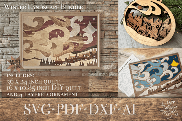 Winter is Coming Landscape with DIY option and ornament - laser cut file - Welcome Home Custom