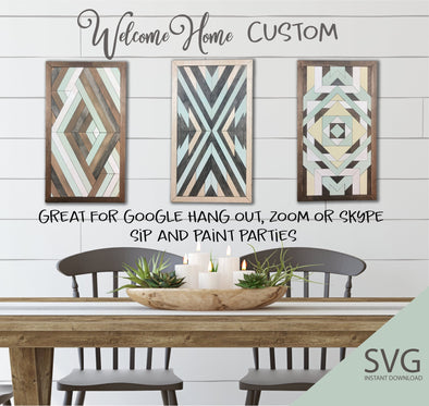 Wood Quilt Laser SVG Files for Glowforge - Barn quilt SVG - Welcome Home Custom